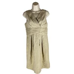 Shoshanna Gold Shimmer Sheath Dress Sleeveless Back Zip Size 8
